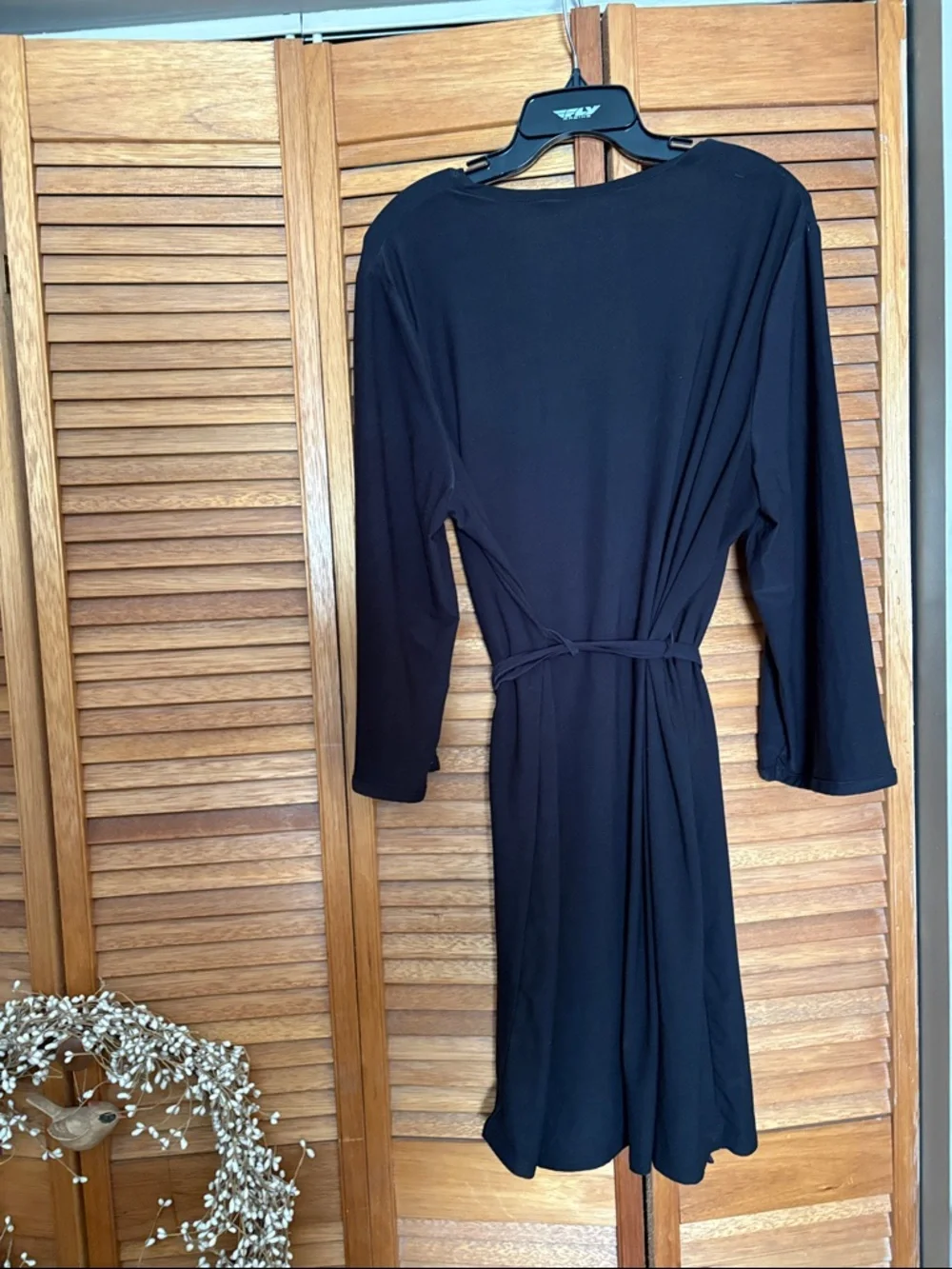 Gilligan & O'Malley Black Wrap Robe with Tie Waist - Picture 3 of 3